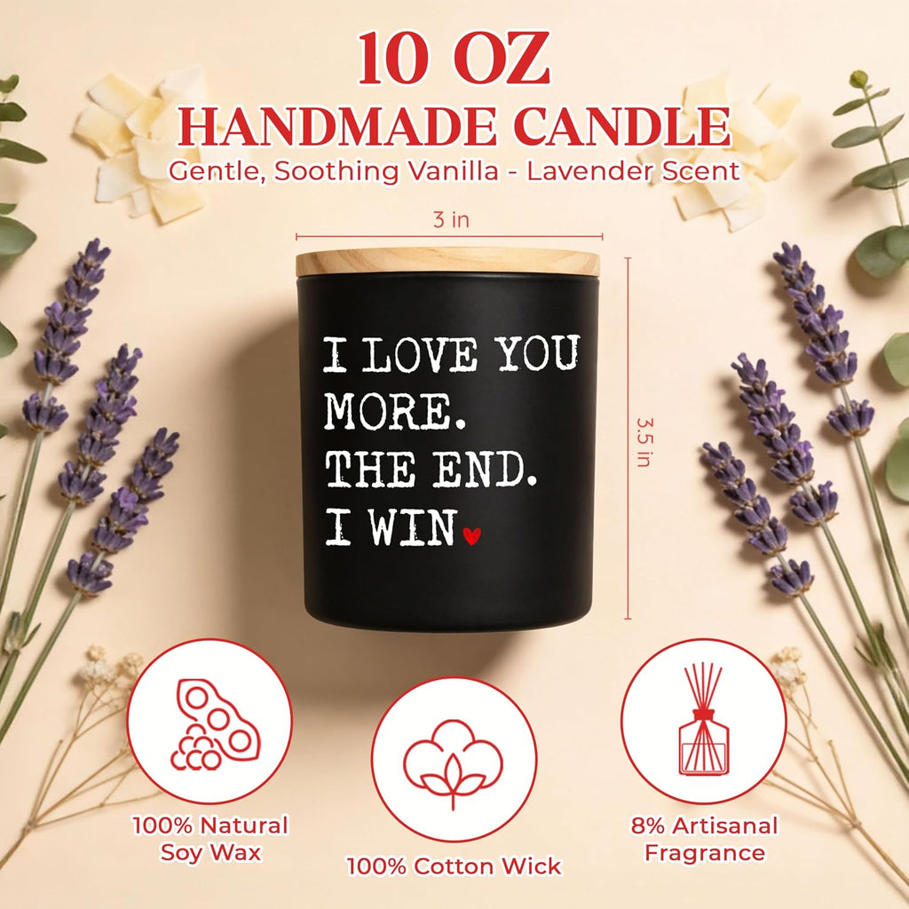 GAUDORA Anniversary Wedding Gifts for Women Men - I Win Vanilla Lavender Scented Candle 10 oz - Anniversary Wedding Birthday Gifts for Him Her, Couple Gift for Boyfriend Girlfriend Husband Wife