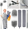 4 Pcs Dusters for Cleaning, 2 in 1 Microfiber Dusters and Retractable Gap Dust Cleaner with 1 Microfiber Dusting Cloths Long Handle 30-100 Inches Extension Pole for Ceiling Fan Cleaning Supplies