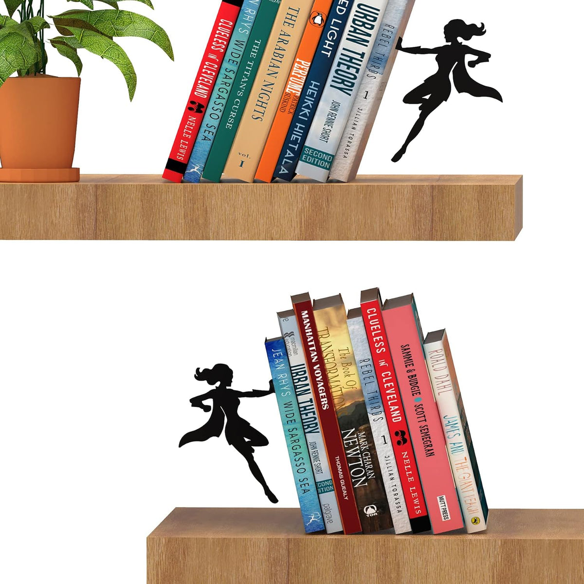 Decorative Bookends - Supergal 2X- Heavy Duty Metal Book Ends for Shelves