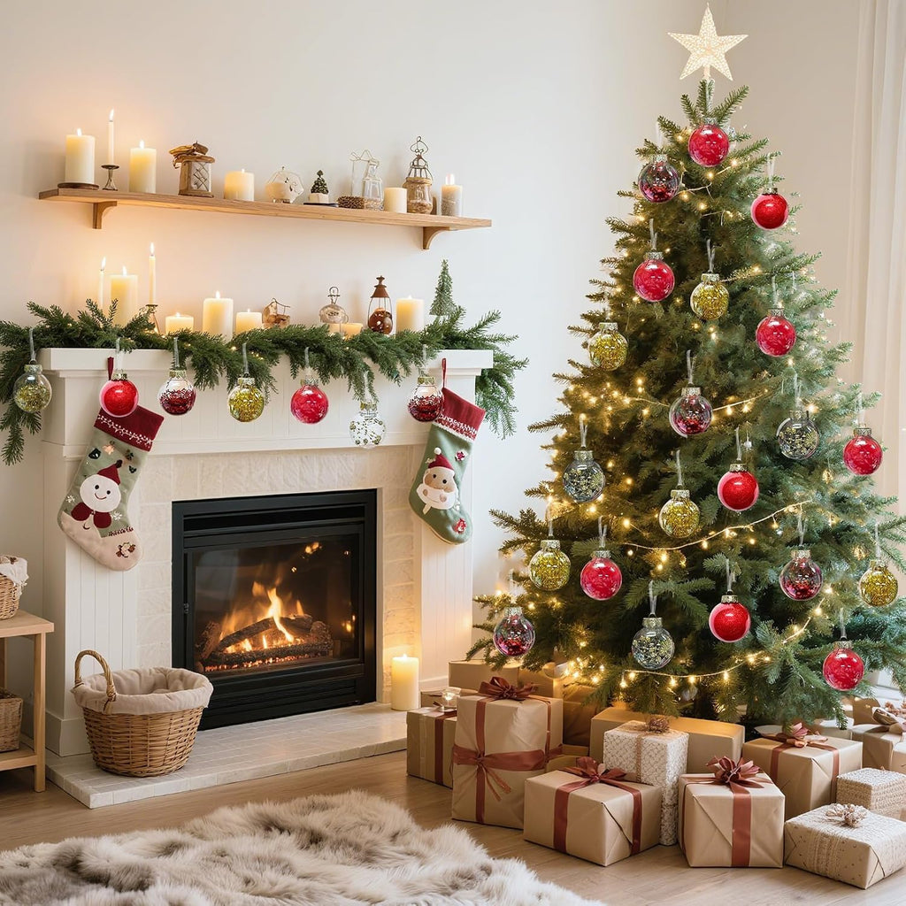 16 Piece Christmas Ball Ornaments Set, Clear Unbreakable Tree Decor