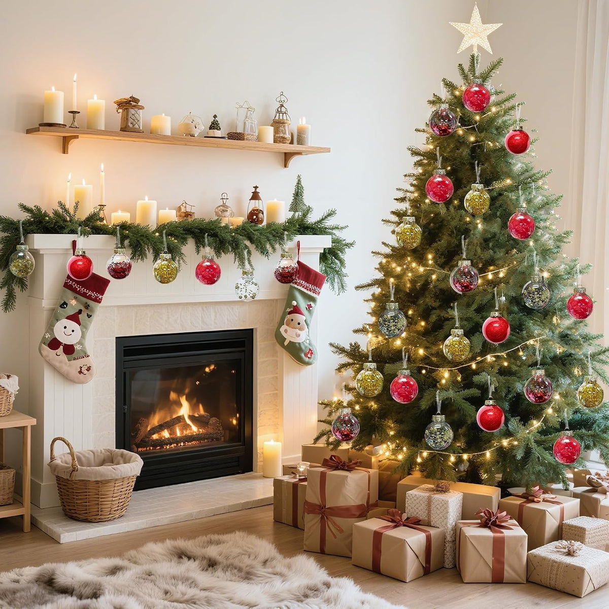 16 Piece Christmas Ball Ornaments Set, Clear Unbreakable Tree Decor