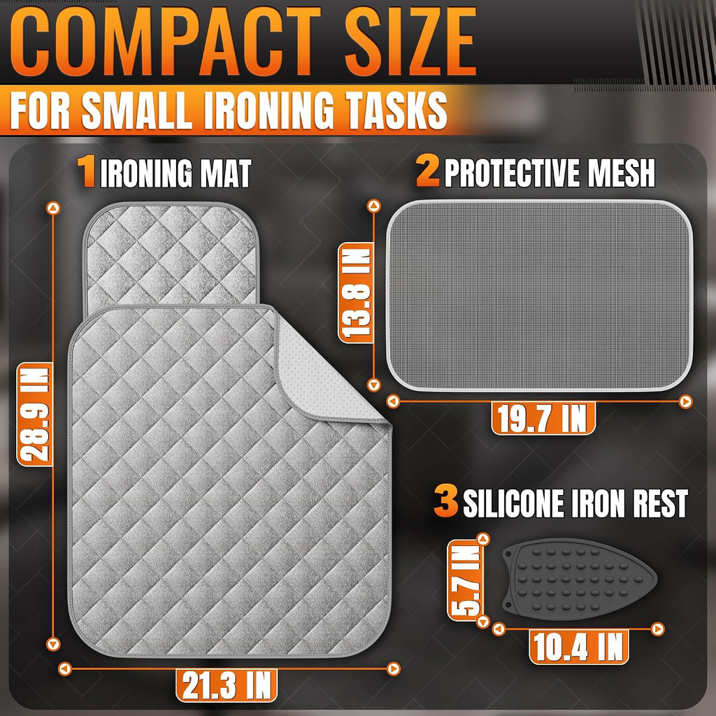 3-in-1 Ironing Mat for Table Top, 28.9" x 21.3", Magnetic Edges