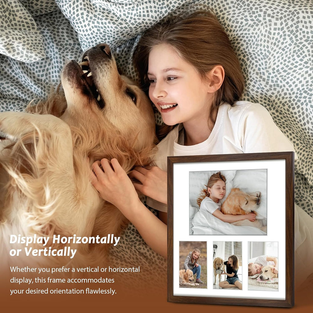 Golden State Art 14x16 Dark Brown Wood Picture Frame for 8x10 and 4x6 Photo