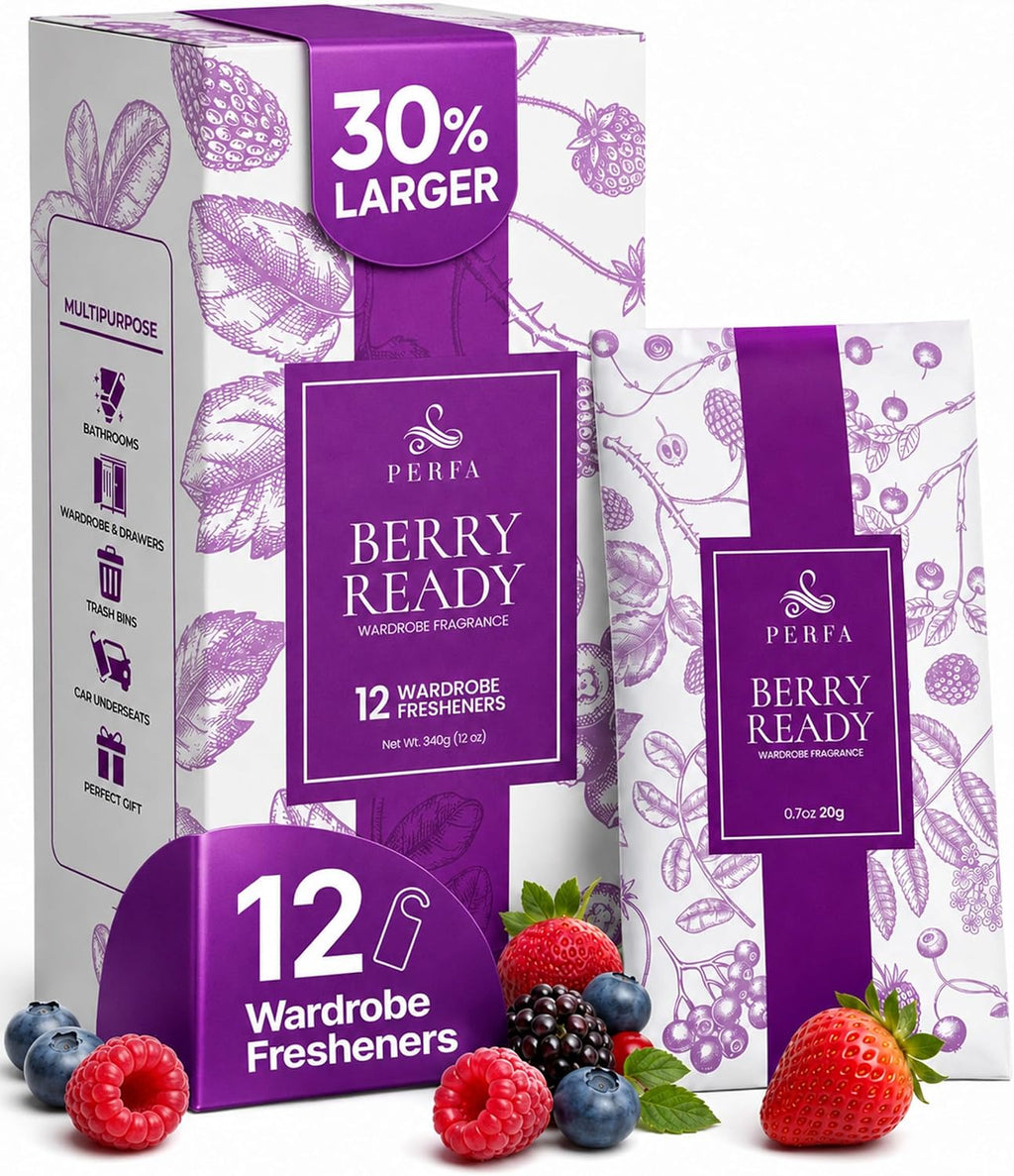 Hanging Air Freshener - Scented Sachets Closet Deodorizer, Berry 12-Pack