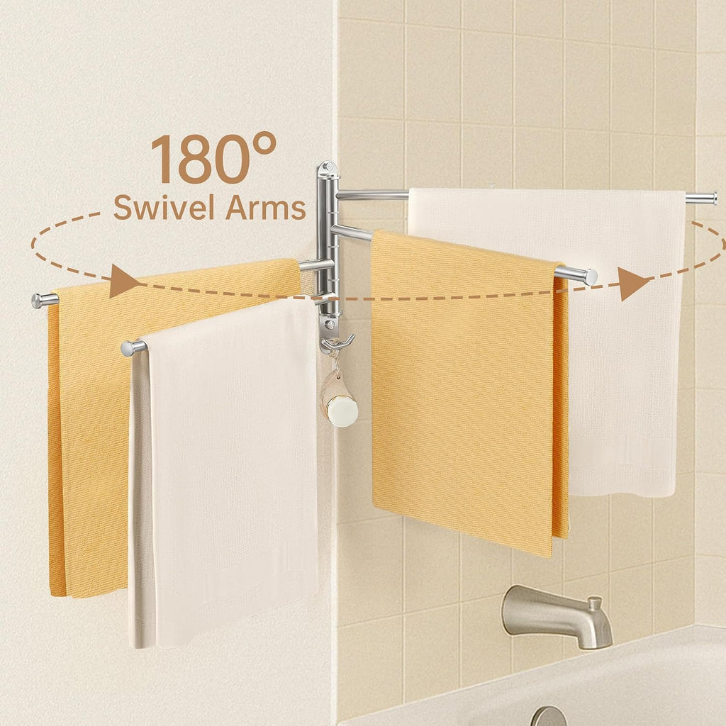 KES Extra Long Swivel Towel Bar 19.5" 4-Arm, Swing Out Towel Rack, 18/8