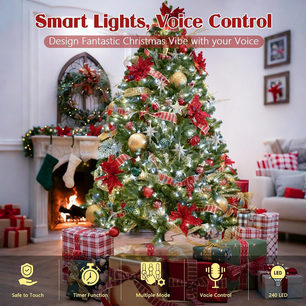 KAQ 240LED 88FT Christmas String Lights Voice Controlled Remote, Cool White