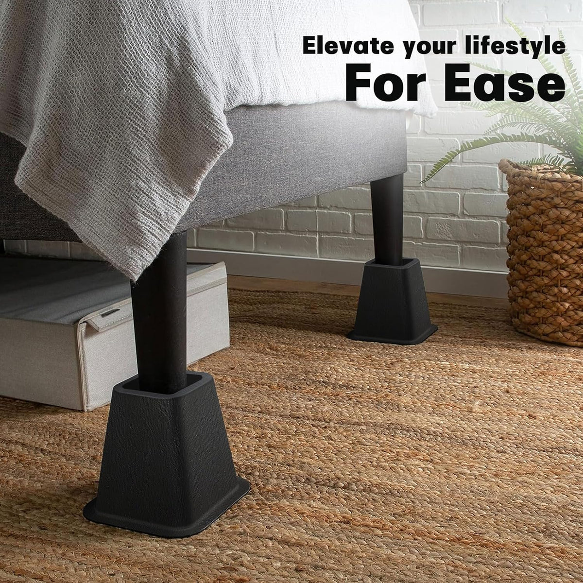 ANNKUT 6 Inch Heavy Duty Bed Risers, Furniture Risers for Desk, Chair, Table or Sofa, Couch Lift Risers, Supports up to 2200 lbs per Leg(9 Pack Black)