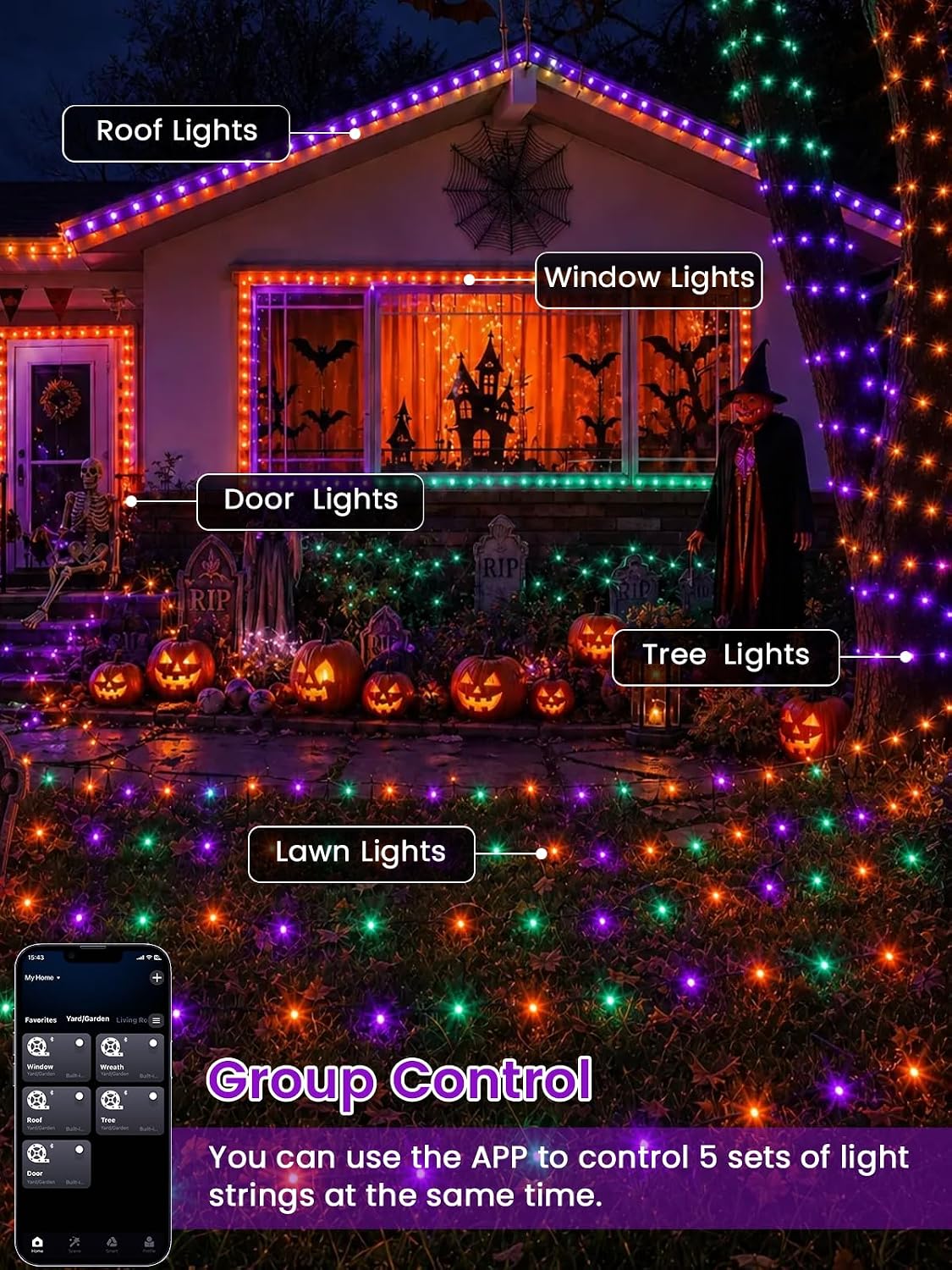 400 LED Smart RGB Color Changing String Lights APP & Remote for Halloween