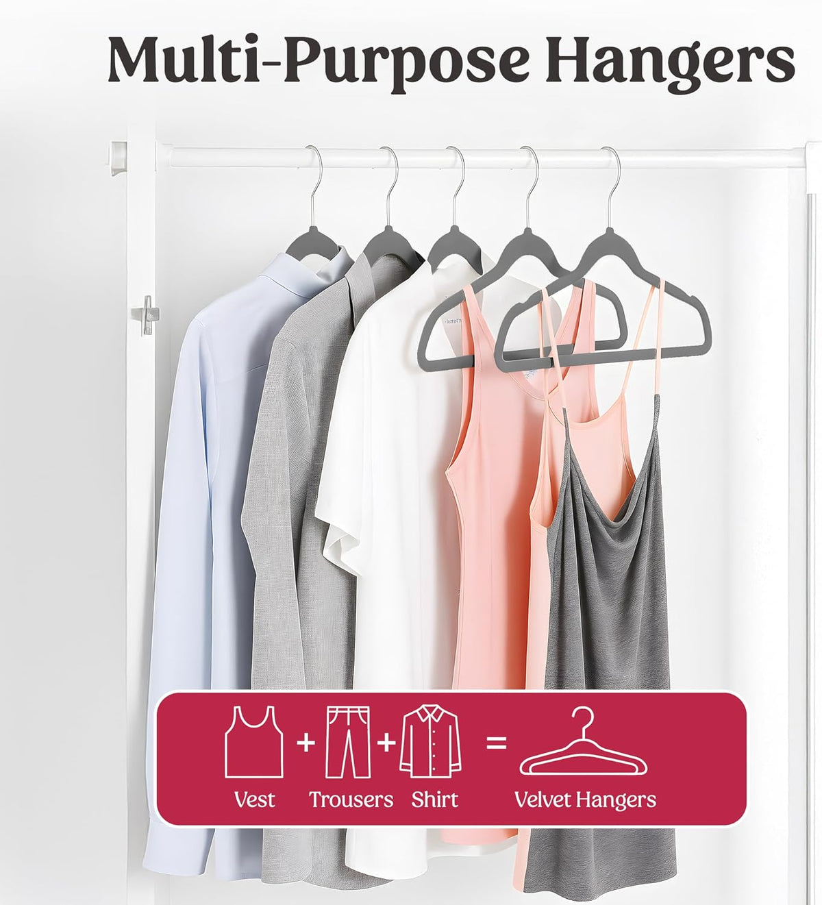 LDC Grey Velvet Hangers 30 Pack - Premium Non-Slip Clothes Felt Hanger