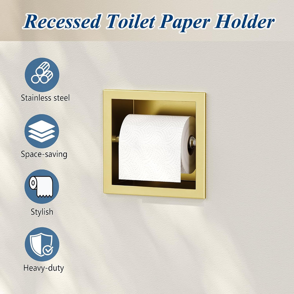 Neodrain Gold 304 Stainless Steel Recessed in Wall Toilet Paper Holder