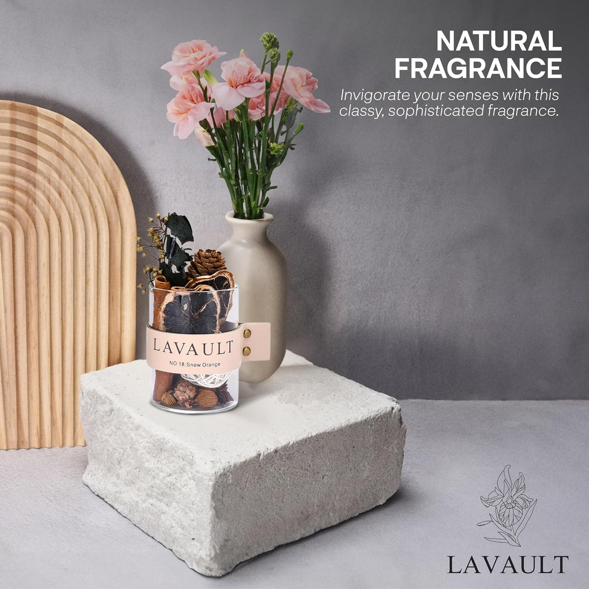 Lavault Reed Diffuser Set for Home, Office, Bedroom & Bathroom - Essential Oil Home Fragrance with Reed Sticks - Snow Orange Scented