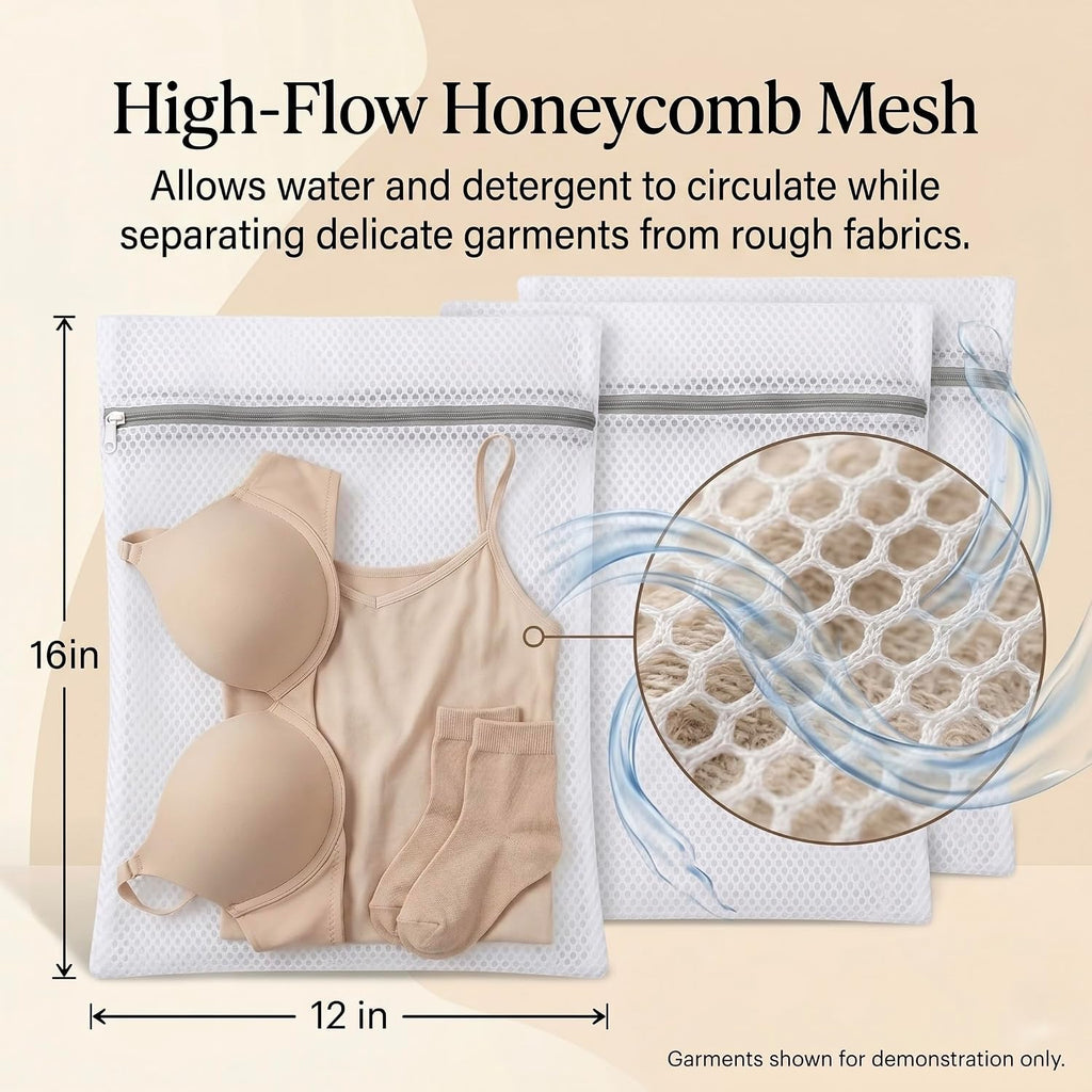 GroundLuxe Mesh Laundry Bags for Delicates, 3 Pack, 12 x 16 Inch