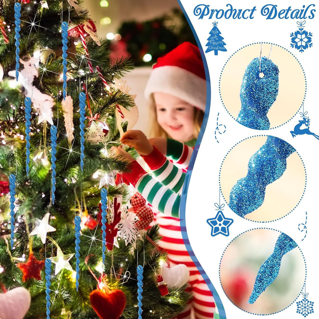 Boao 30 Pcs Christmas Plastic Icicle, Peacock Blue, 5.12 Inch