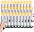FPOO 30 pcs Christmas Tree Candles with Clips, 4''Taper Candle Stick with Remote Timer and dimmable, Waterproof White Flameless Mini Window Candle Battery Operated for Trees Wreath