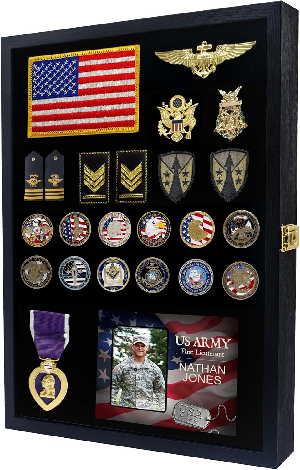 GMFrames 14x19 Pin Collection Display Case Real Glass, Shadow Box with Door for Military Medals, Beach Tags, Jewelry, Pin Holder Black