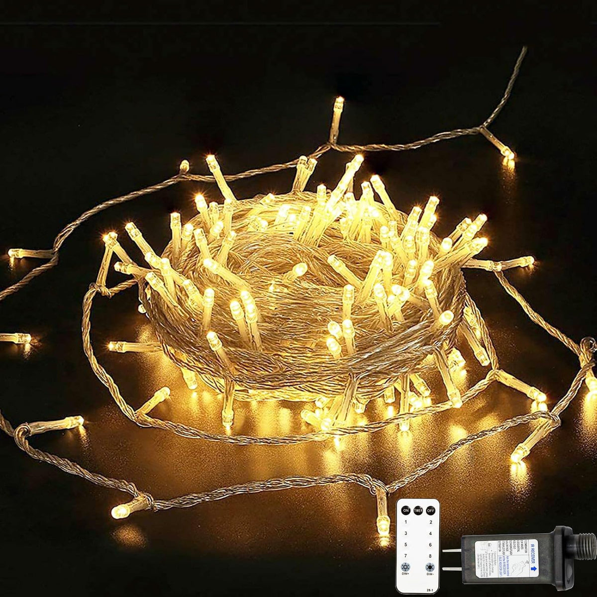 200 LED Christmas String Lights Outdoor Indoor, 66ft Connectable Stronger Clear Wire, Twinkle Fairy Lights Plug in with Remote for Christmas Tree, Bedroom, Classroom, Holiday Decorations(Warm White)