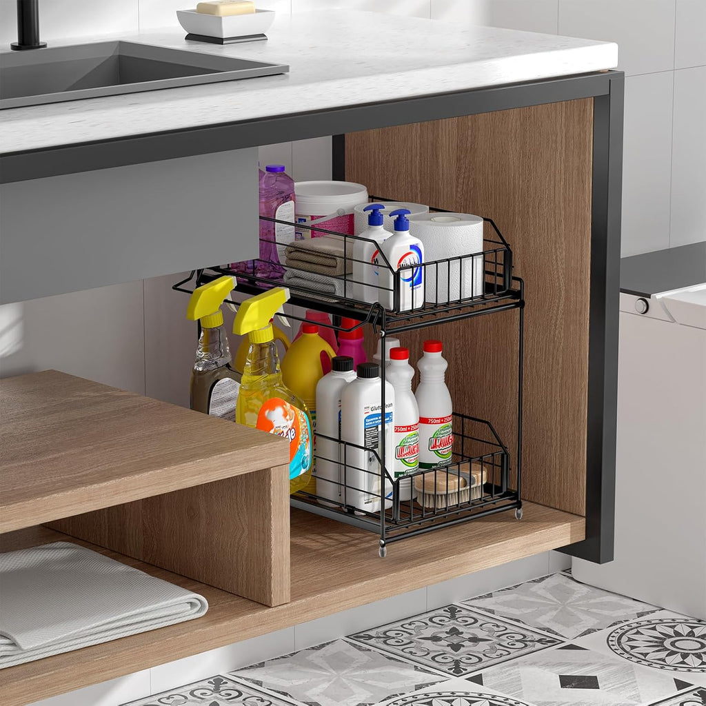 SUEH DESIGN Under Sink Organizers and Storage 2 Pack, 2-Tier Pull Out