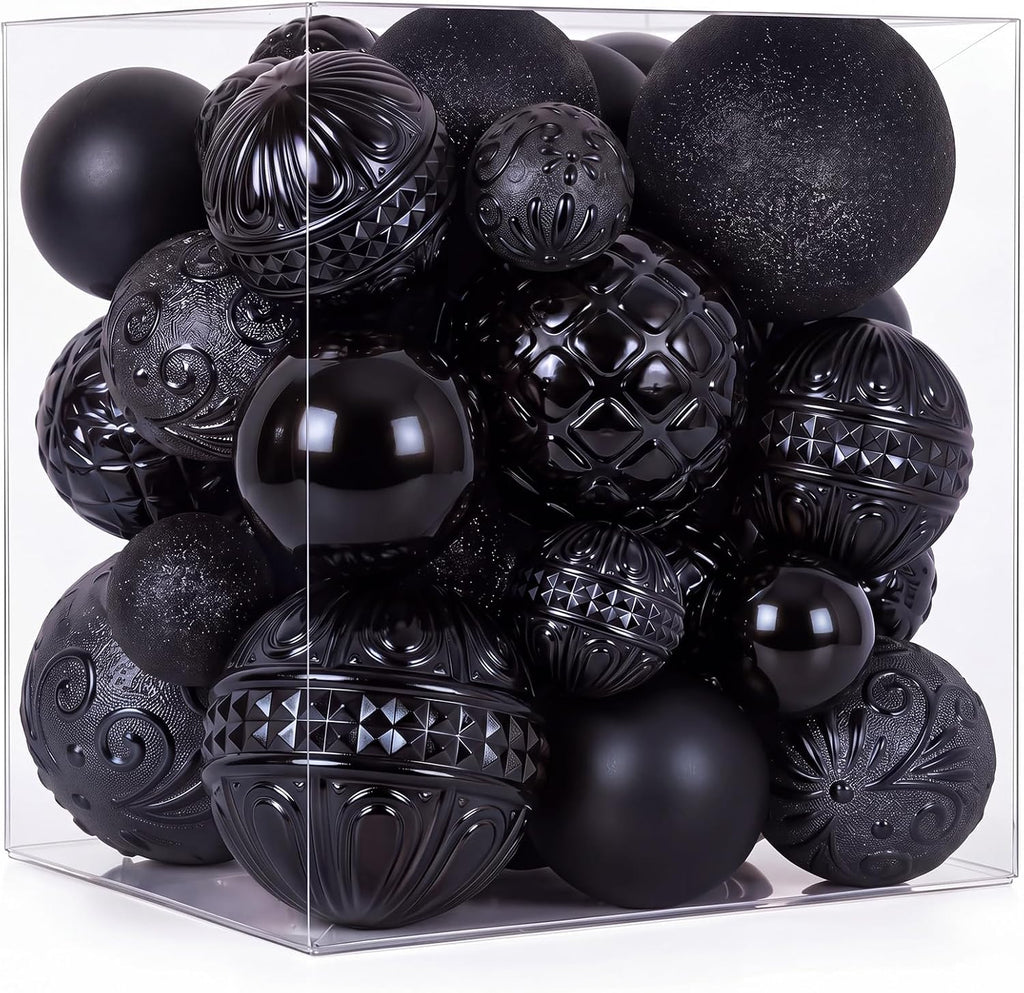 47pcs Black Christmas Ornaments Set Christmas Tree Decorations