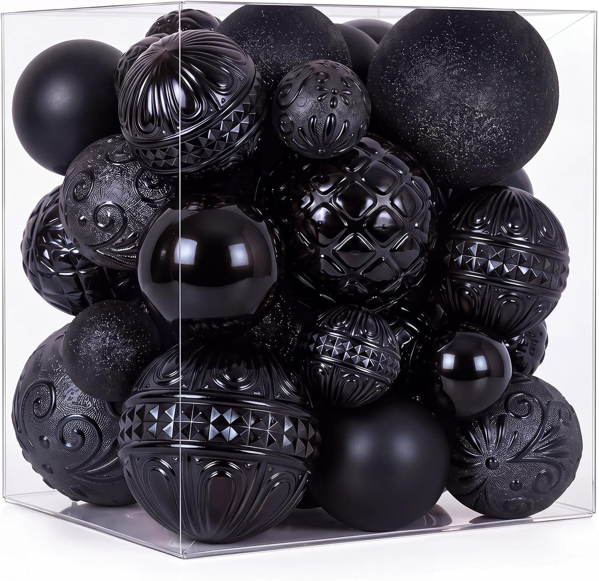 47pcs Black Christmas Ornaments Set Christmas Tree Decorations
