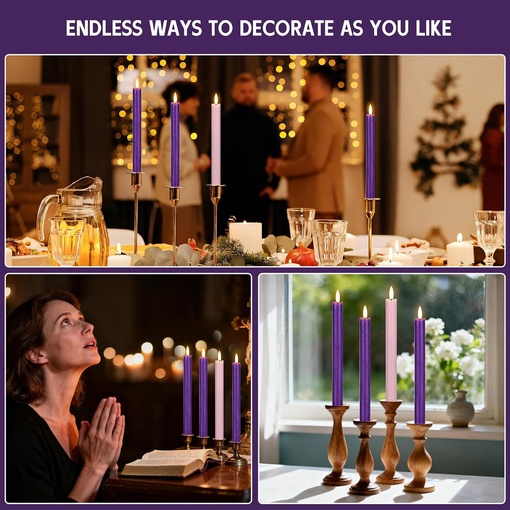 Flameless Taper Candles with Remote, Real Wax LED Advent Candles