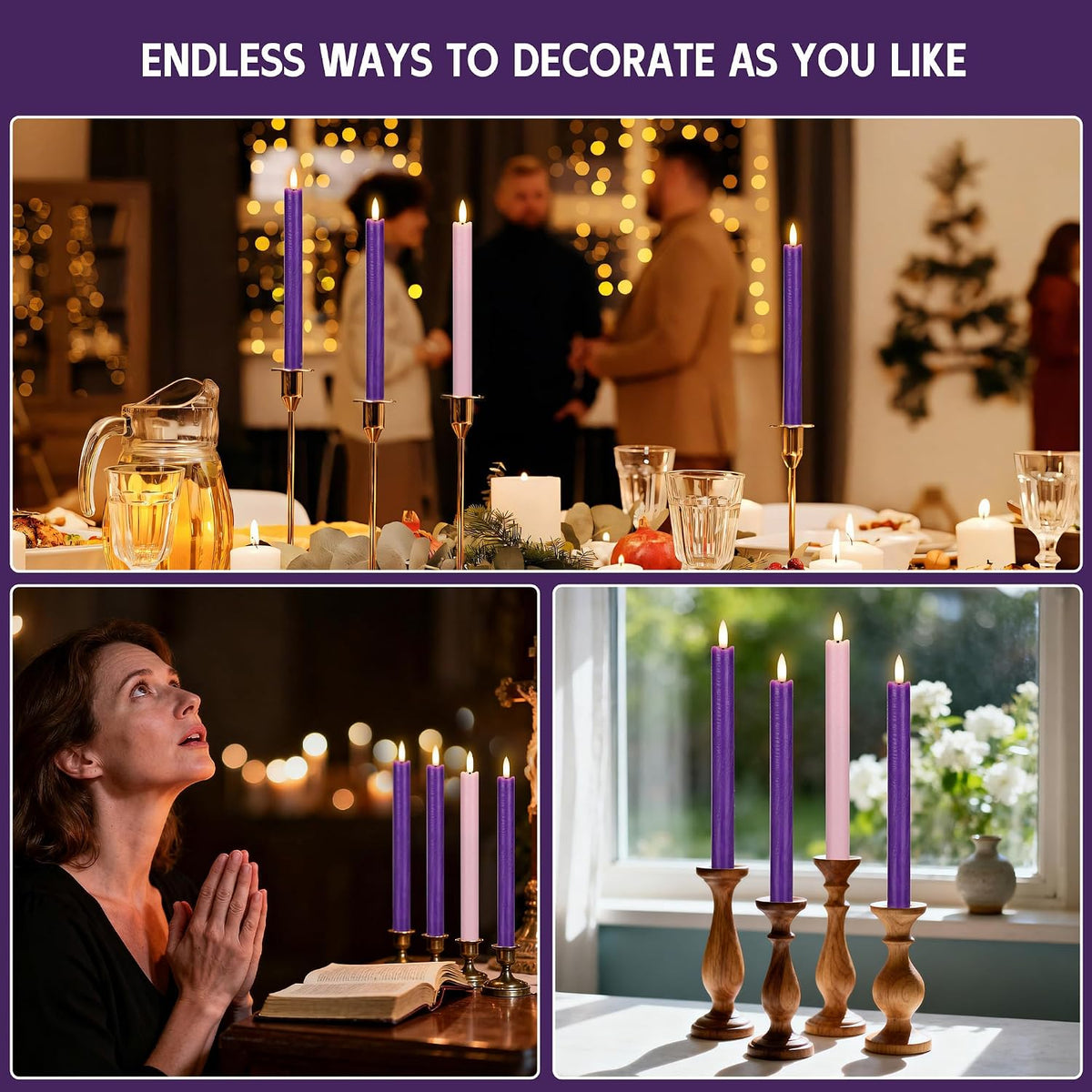 Flameless Taper Candles with Remote, Real Wax LED Advent Candles