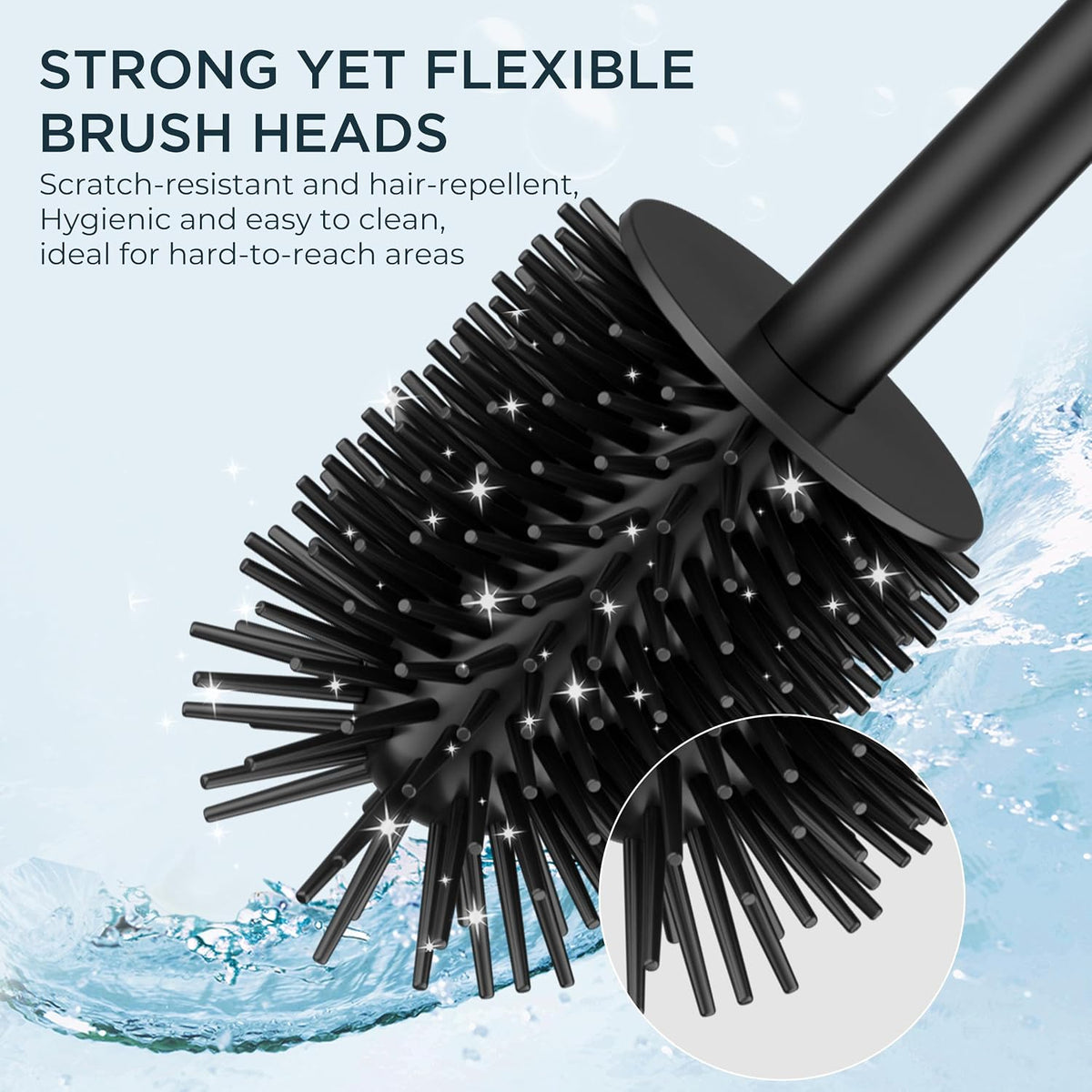 FORIOUS Stainless Steel Toilet Bowl Brush Scrubber and Holder Set Medium