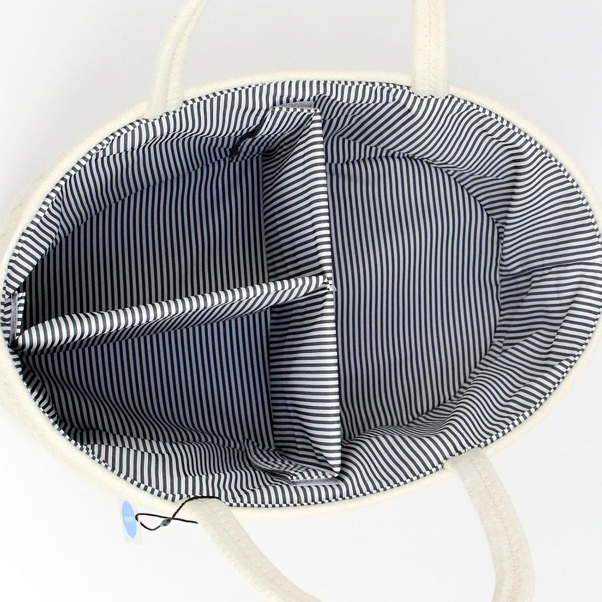 Casaphoria Woven Sundries Hamper - Cotton Rope Basket for Storage, Caddy, Organizer with Handle - Cream White (14.2"x8.5"x7.1")