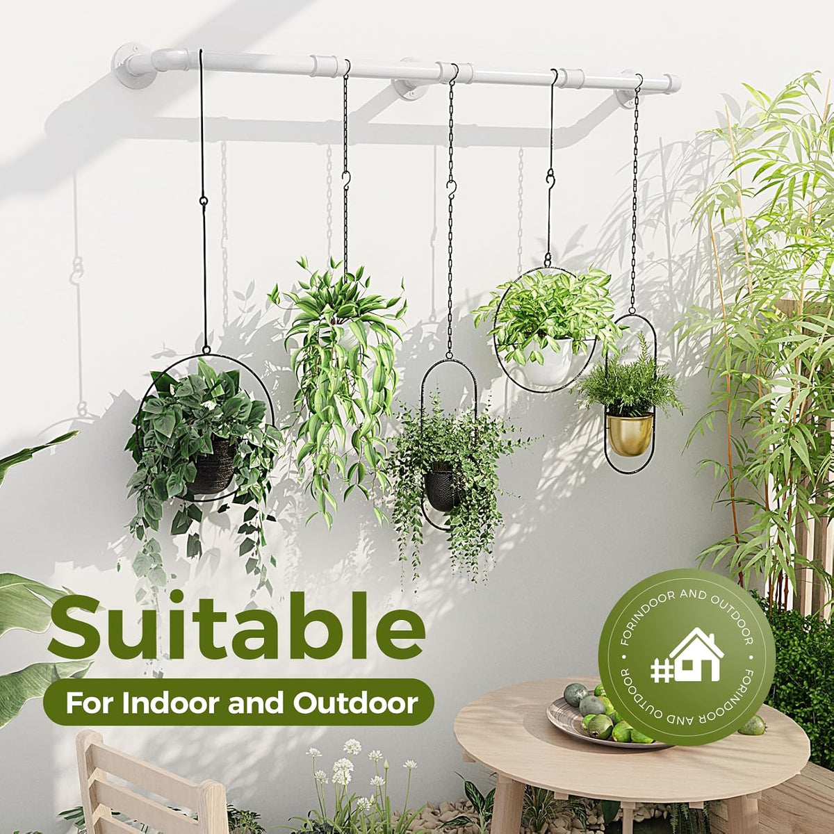 Bamworld Window Plant Hanger Indoor 63in Hanging Planters for Indoor Plants