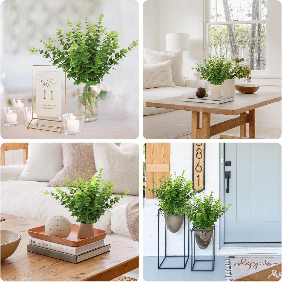 RECUTMS 36Pcs Artificial Tender Green Eucalyptus Leaves Stems 14.6 inch