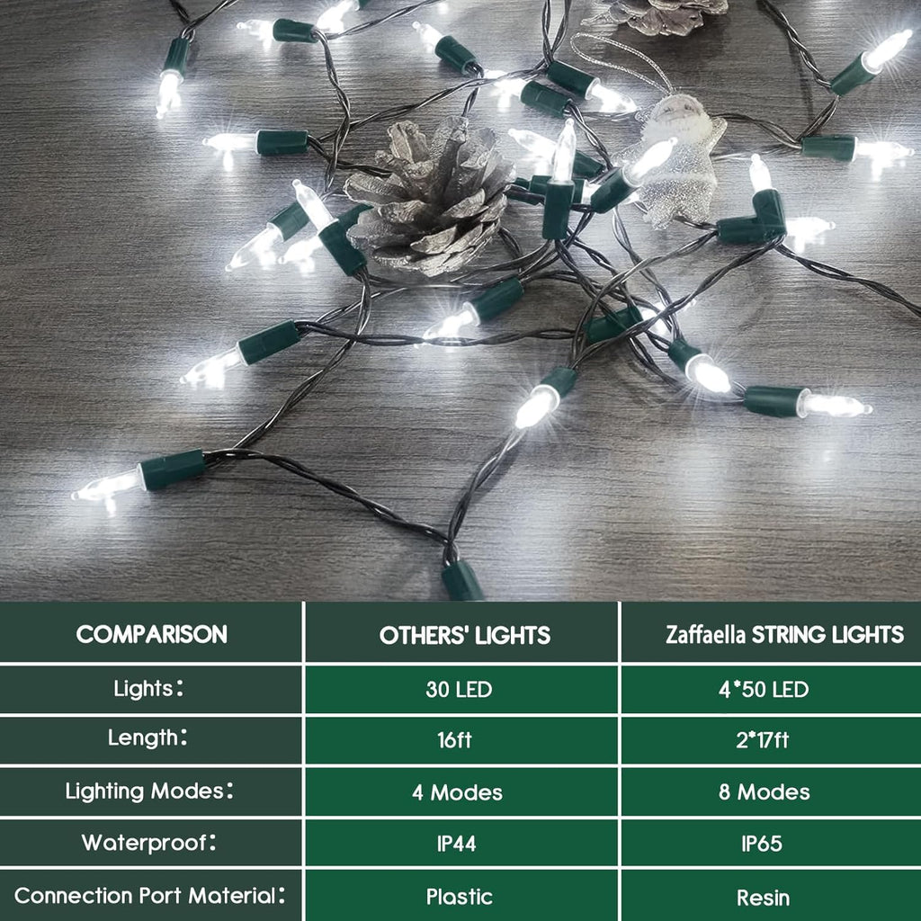 Battery Operated Christmas Lights, 4 Pack 17ft 50 LED Mini String Lights
