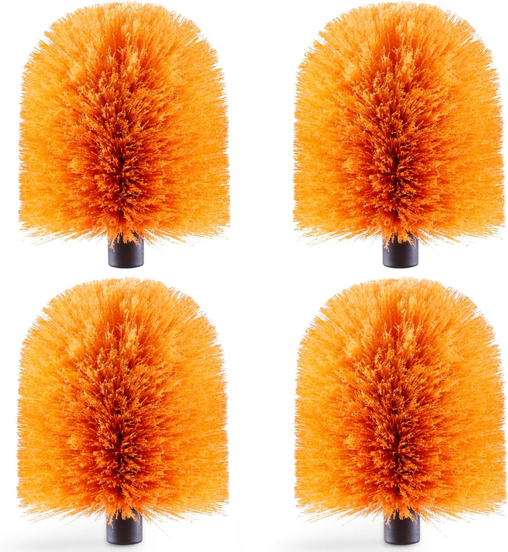 4 Pack Screw on Webster Cobweb Duster Head for Pole,Spider Web Brush, Cobweb Duster Head Attachment,Fits Standard 3/4 inch Threaded Poles (4, Orange)