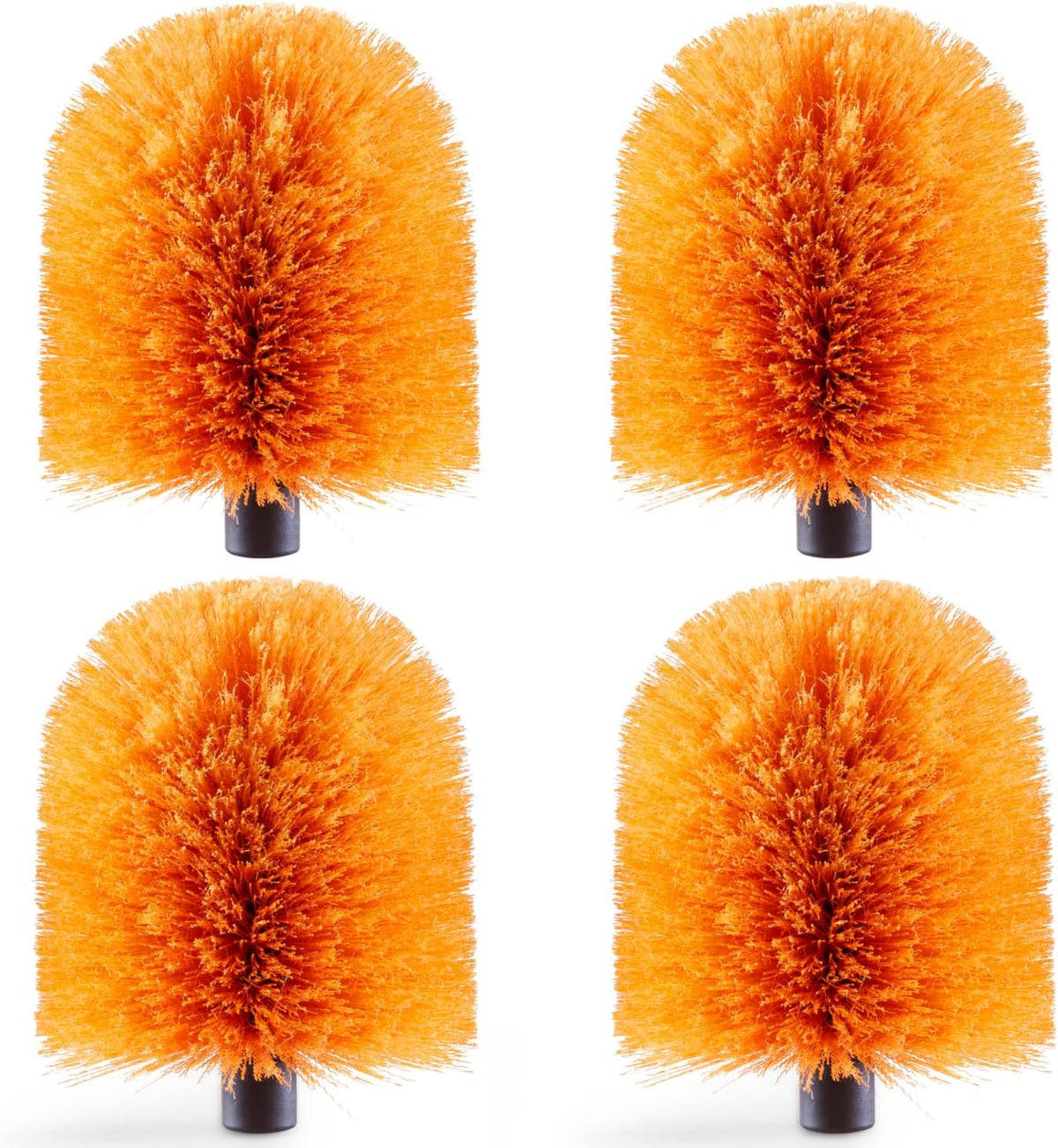 4 Pack Screw on Webster Cobweb Duster Head for Pole,Spider Web Brush, Cobweb Duster Head Attachment,Fits Standard 3/4 inch Threaded Poles (4, Orange)