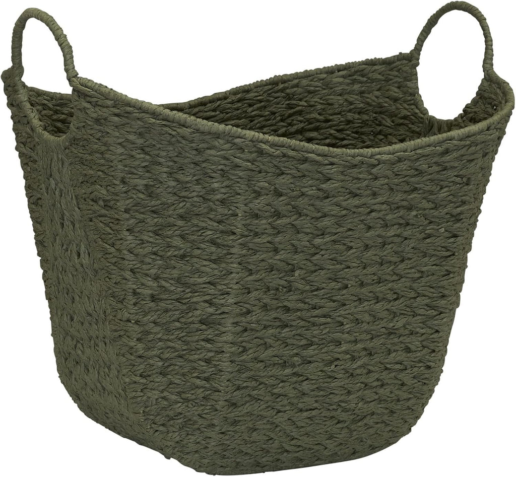 Household Essentials Natural Woven Wicker Storage Basket with Handles