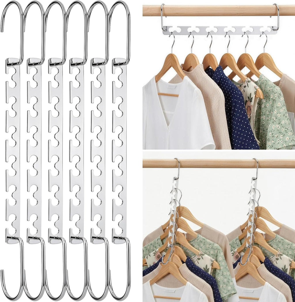 HOUSE DAY Space Saving Hangers for Clothes 6 Pack, Metal Magic Hanger