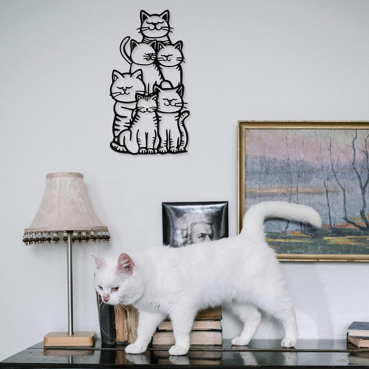 Xedatric Black Metal Cat Wall Art Silhouette Decor
