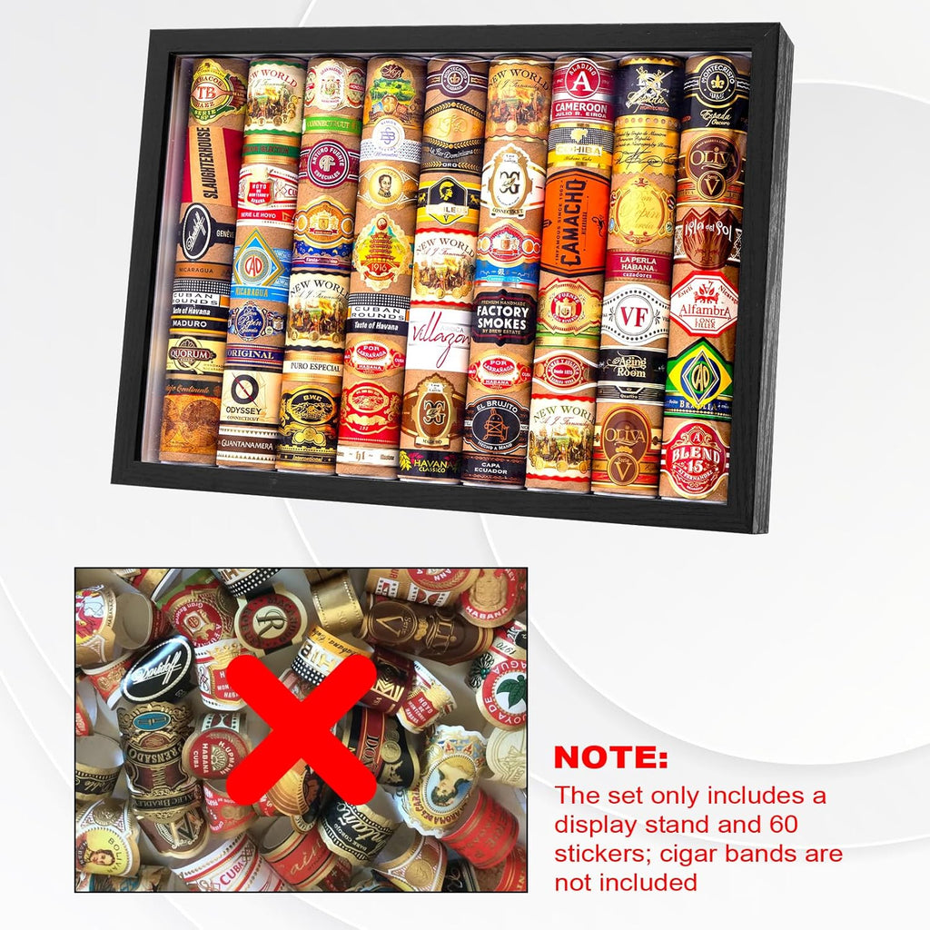 Premium Shadow Box Frame for Collectible Bands & Label Rings – 12.4" Cigar Band Display Case – Sophisticated Memory Wall Art & Tabletop Decor Gift for Men, Dad, Enthusiasts