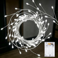 Fairy Lights Battery Operated with Timer Function, 10FT 200 LEDs Firecracker String Lights, Cool White Waterproof Silver Wire Cluster Lights for Bedroom, Wedding, Christmas, Party, Home Decor