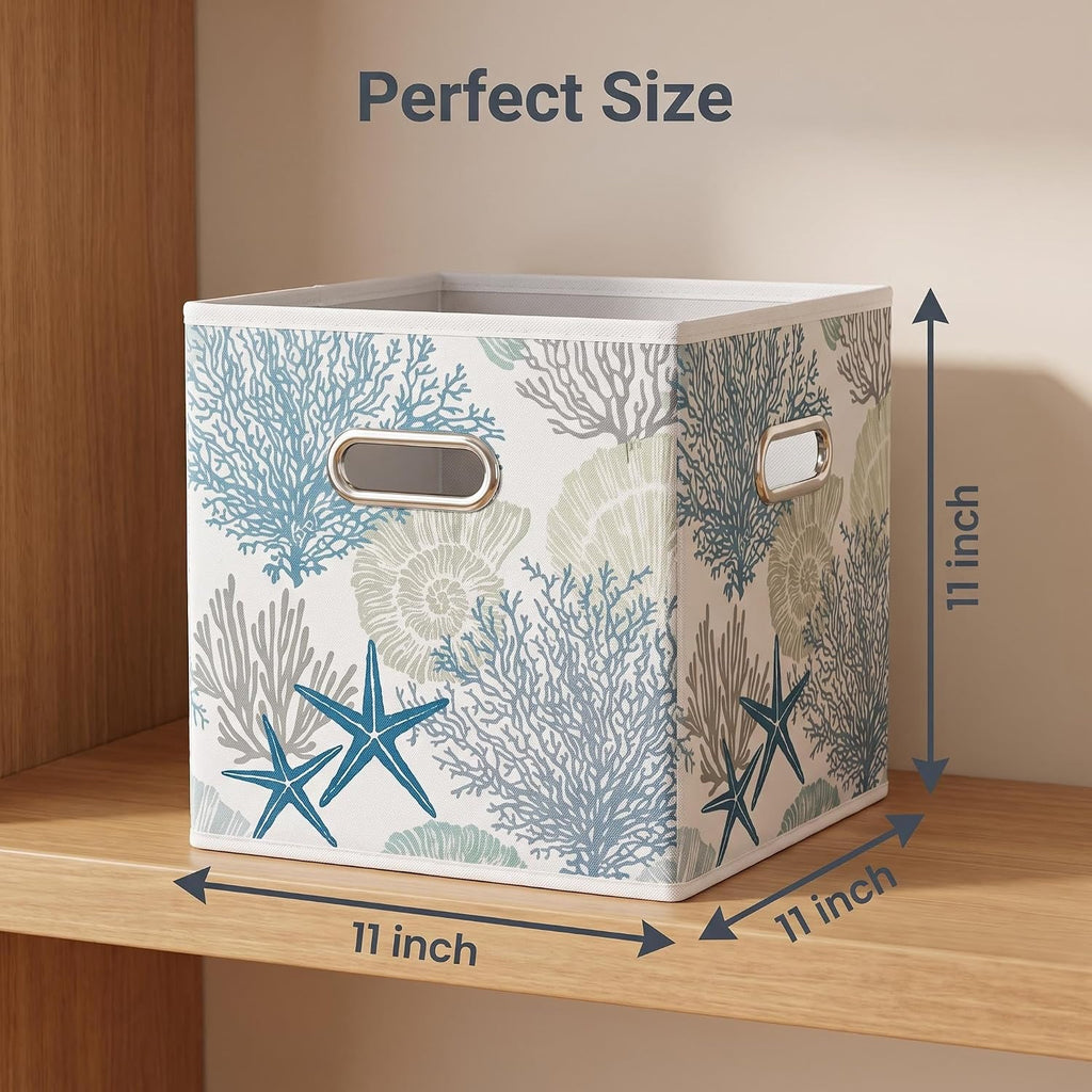 6pcs Fabric Collapsible Fabric Storage Cubes Organizer with Handles, Sturdy Storage Bins for Organization, 10.5" x 10.5" x 11"