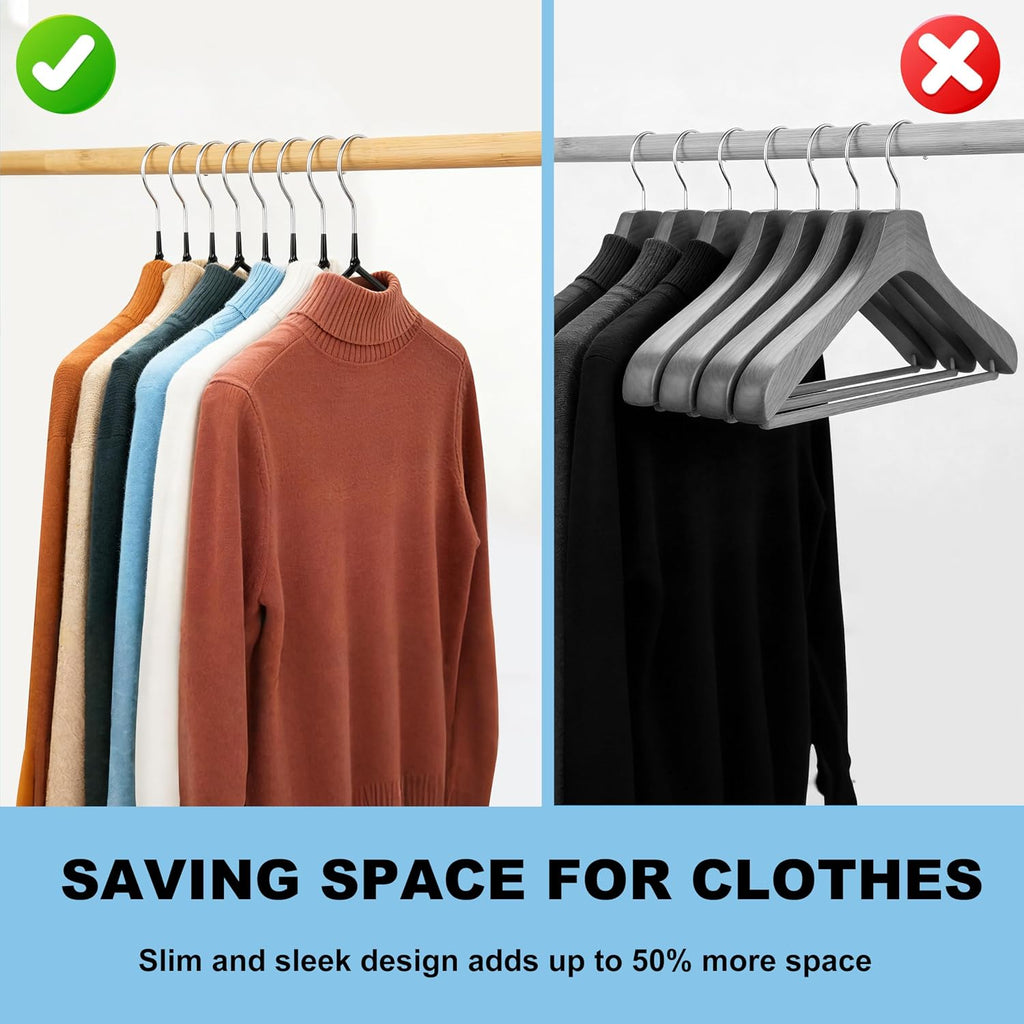 Quality Non-Slip Metal Hangers 200 Pack - Slim Space Saving for Closet