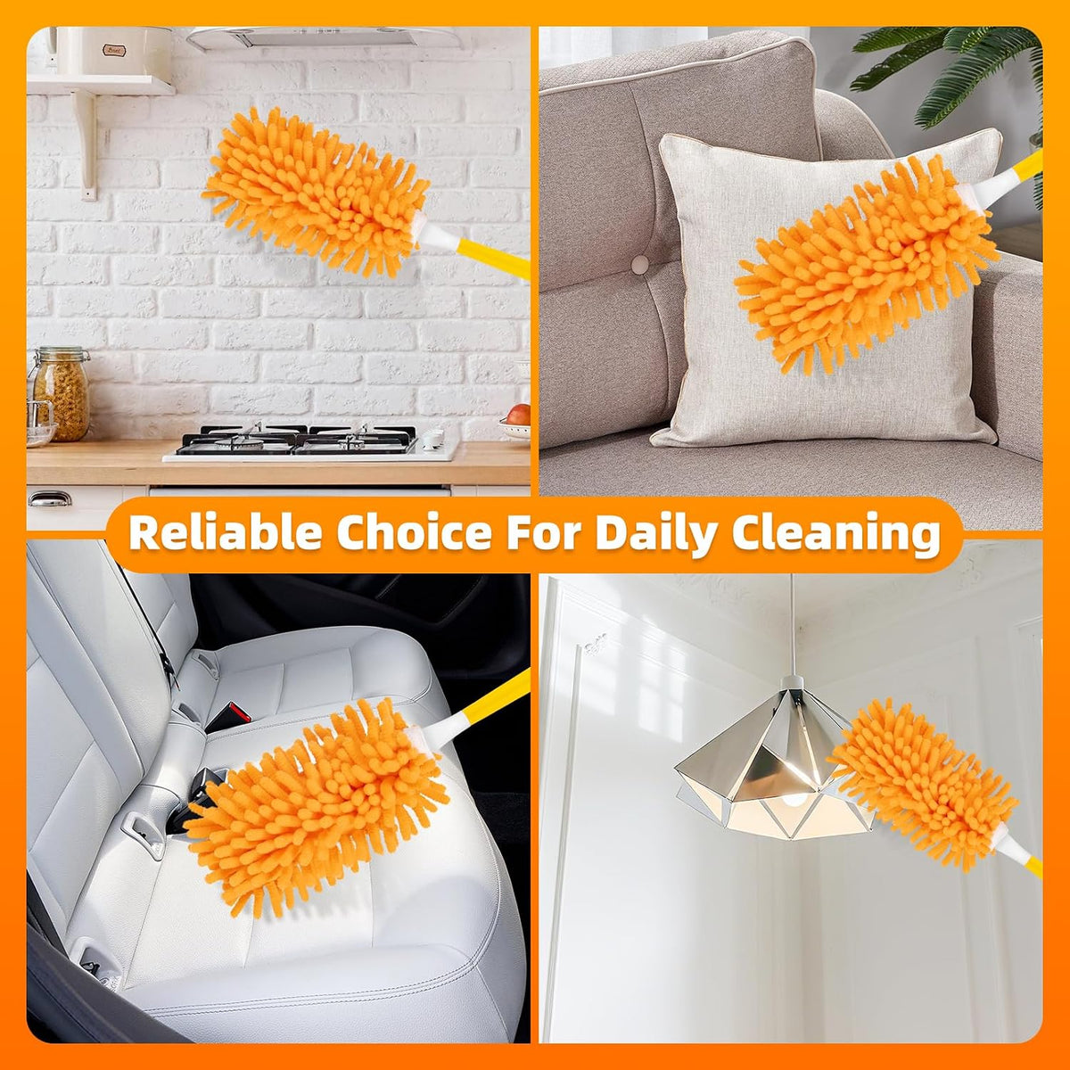 4 Pack Reusable Duster Refills Compatible with Swiffer Duster
