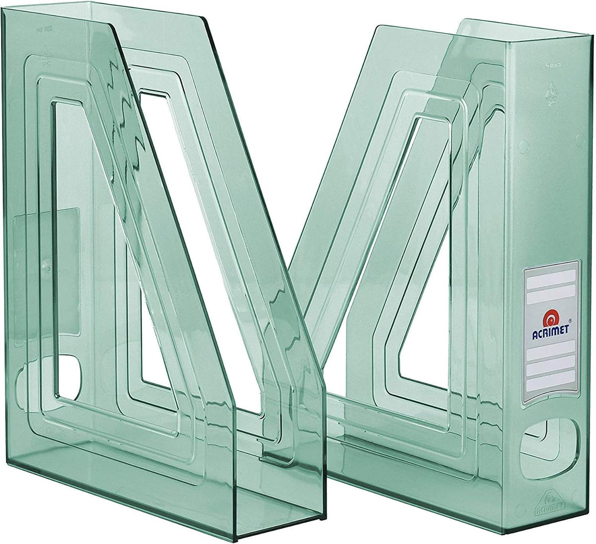 Acrimet Magazine File Holder, Vertical Desk Organizer, Clear Green, 2 Pack