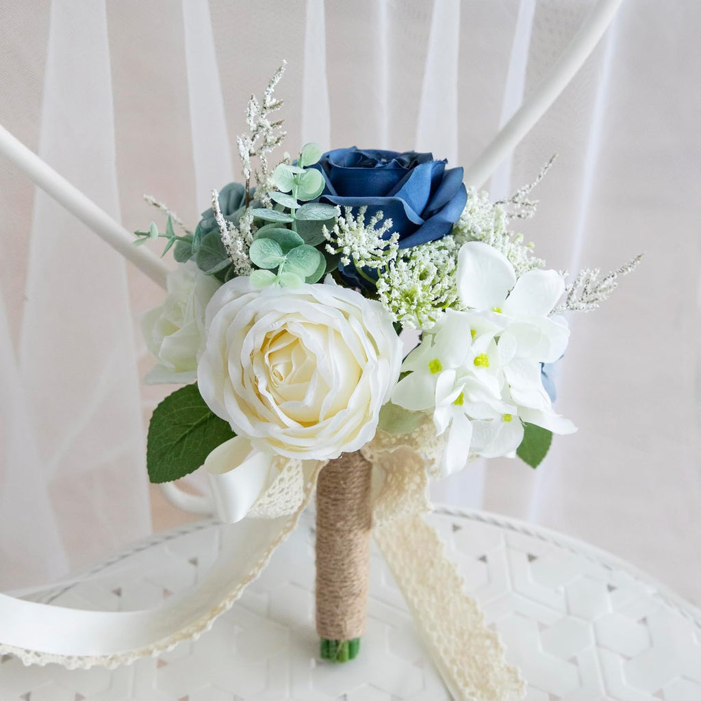 Dusty Blue Wedding Bouquets for Bride, Bridesmaid Flower Bouquet