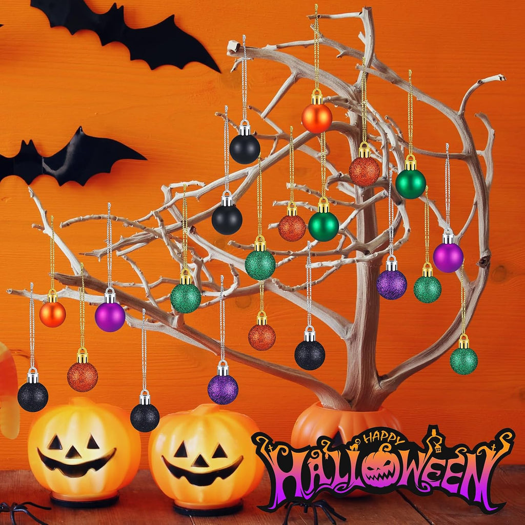 Sumind 80 PcsMini Halloween Ball Ornaments 1 Inch Halloween Glitter Balls