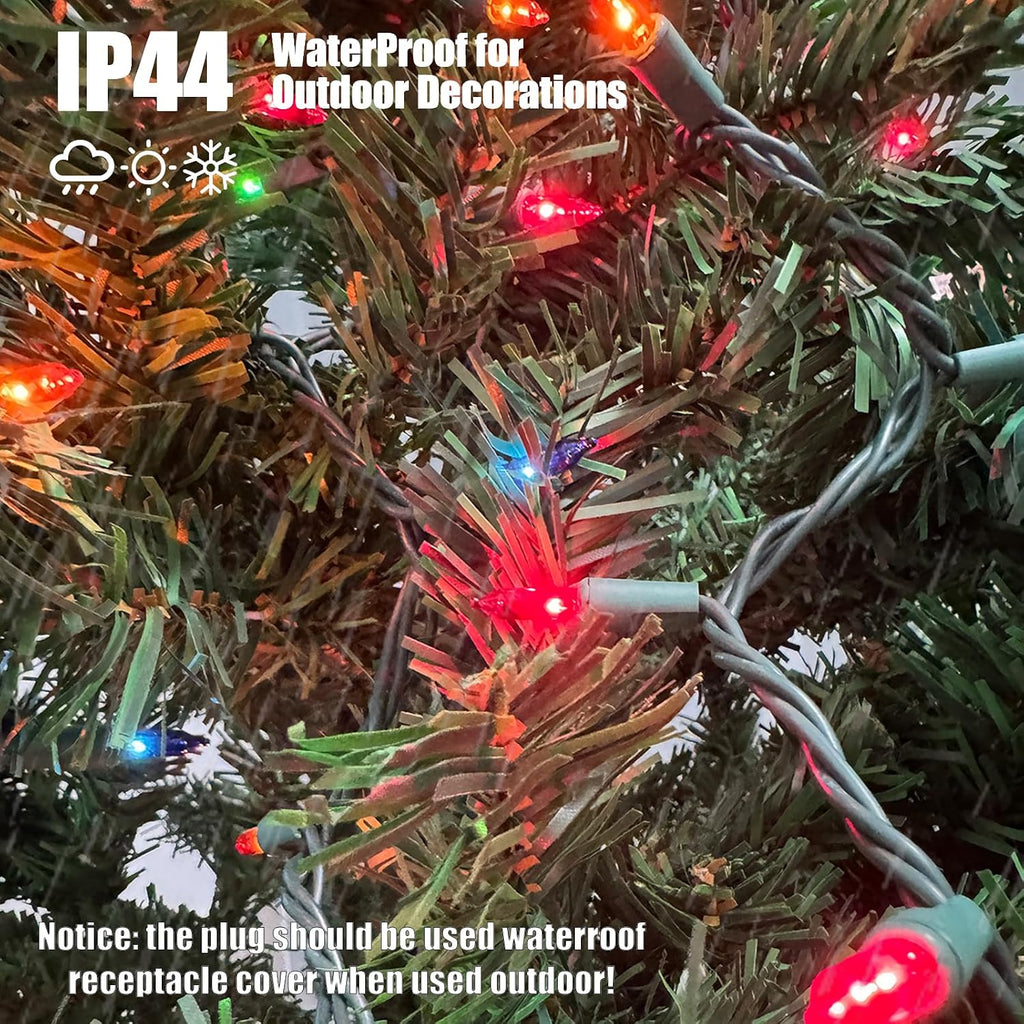HISHINY Christmas Lights 100 Count Multicolor Christmas Tree String Lights with Green Wire for Outdoor Indoor Christmas Decorations Wedding Decorations Valentines Day Decor,UL Certified (21feet)