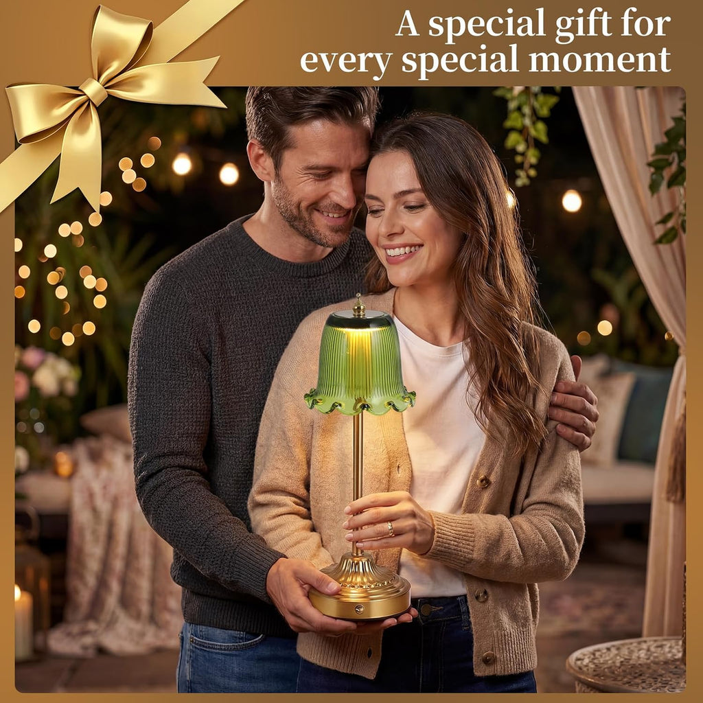 Cordless Glass Table Lamp,6500mAh Portable Rechargeable Lamps,3 Color Modes & Stepless Dimmable,Gold Battery Operated Small Touch Lamp for Bedside,Kitchen,Living Room,Restaurant Outdoor