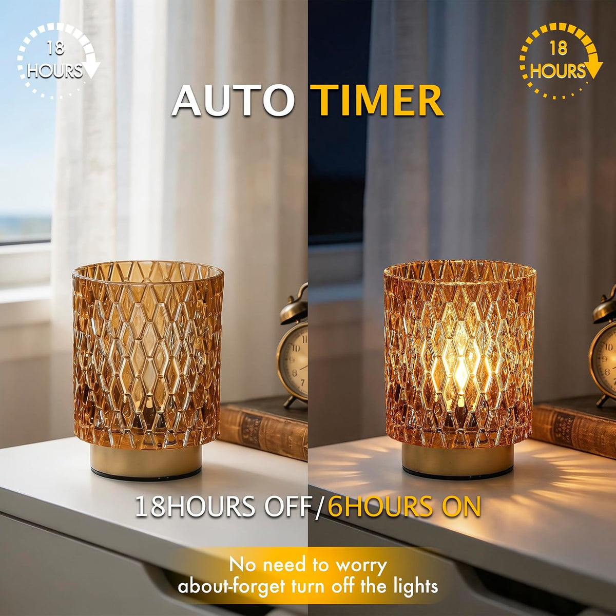 ULAROOM Battery Operated Table Lamp,Cordless Small Accent lamp, Amber