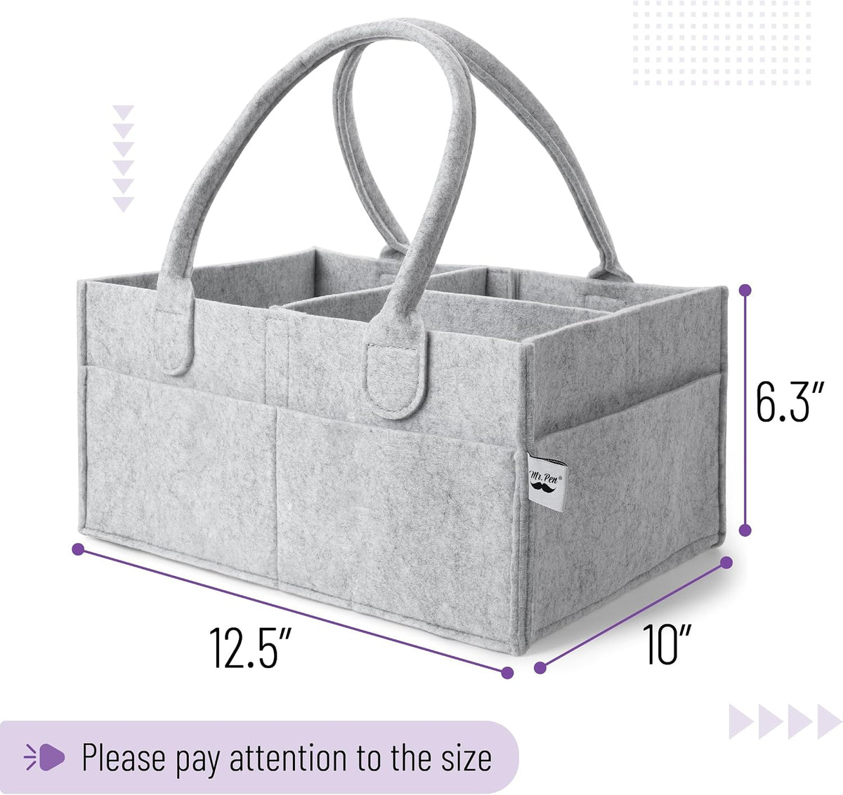 Mr. Pen- Baby Diaper Caddy Organizer, Gray, Medium