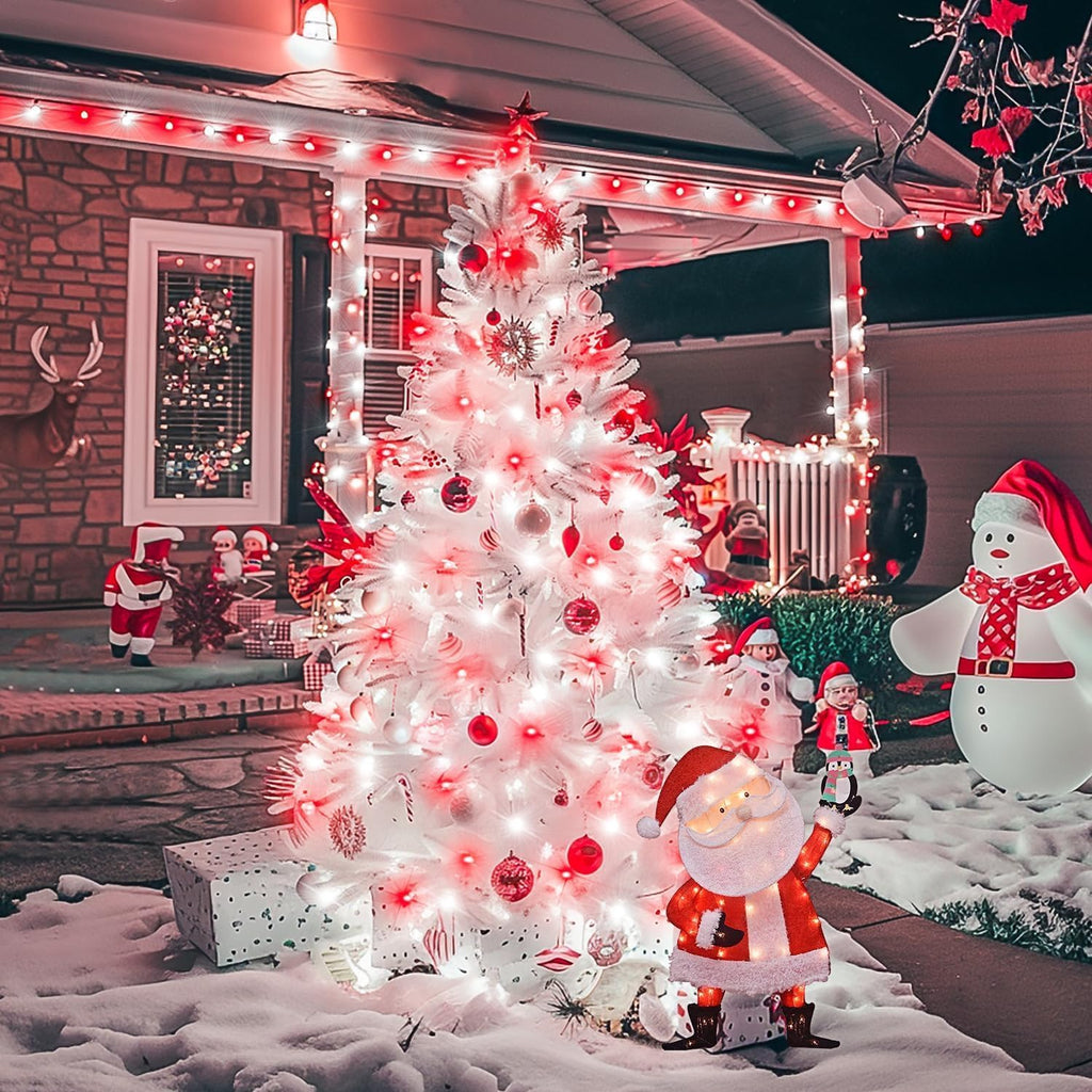 JMEXSUSS 2 Pack Red and White Christmas Lights Battery Operated