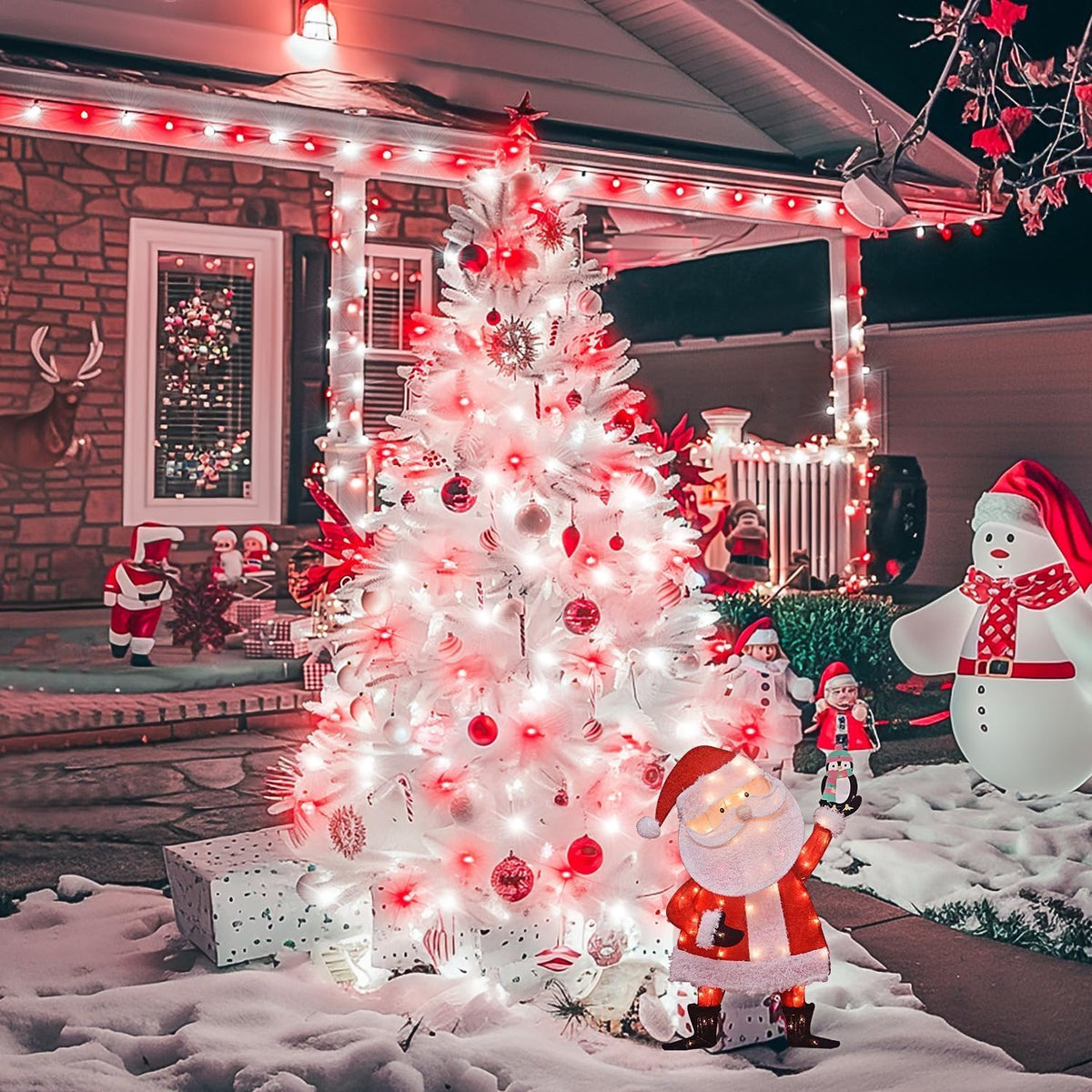 JMEXSUSS 2 Pack Red and White Christmas Lights Battery Operated