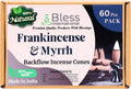 Bless-International Frankincense-and-Myrrh-100%-Natural-Incense-Backflow-Cones-for-Waterfall Handmade-Organic-Chemicals-Free for-Purification-Relaxation-Positivity-Meditation The-Best-scents-60-Count